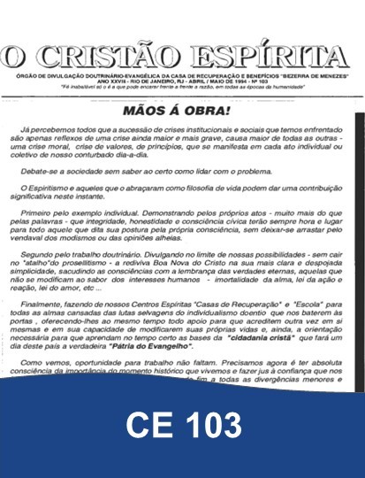 Capa da Edição 103 de O Cristão Espírita