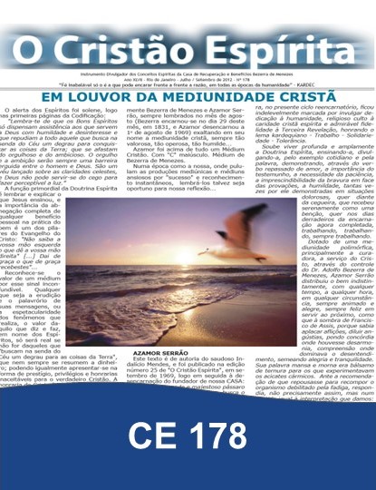 Capa da Edição 178 de O Cristão Espírita
