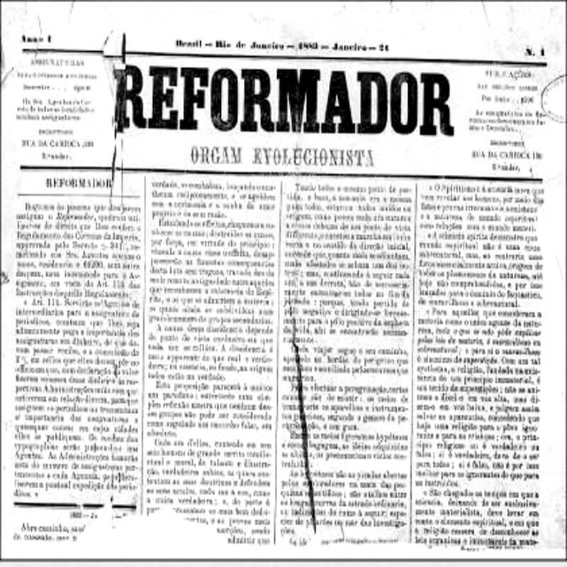 Capa Edição de O Reformador - 1883