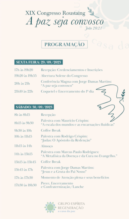 Agenda do XIX Congresso Roustaing