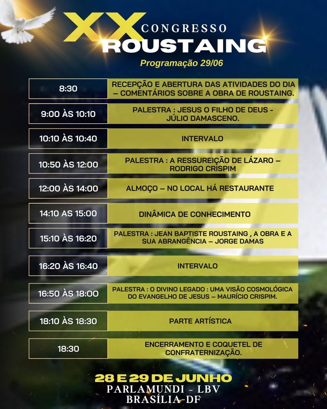 Agenda do XX Congresso Roustaing
