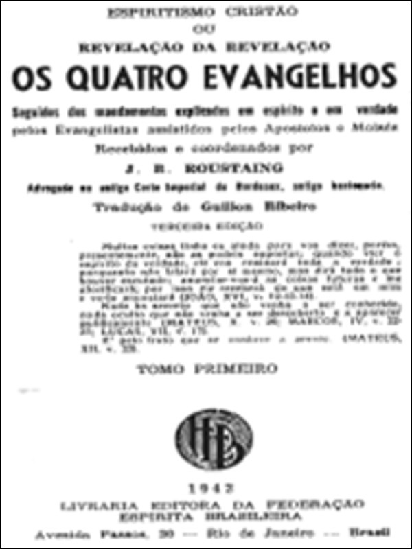 Capa da 4a. edição brasileira de Os Quatro Evangelhos, de Roustaing, FEB - 1942
