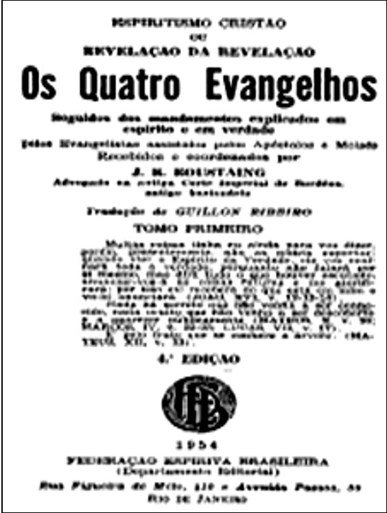 Capa da 5a. edição brasileira de Os Quatro Evangelhos, de Roustaing, FEB - 1954