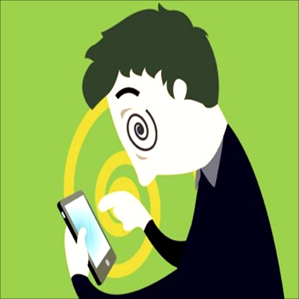 Ilustração - garoto hipnotizado com jogos eletrônicos