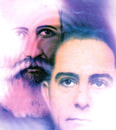 Fotomontagem com os rostos de Bezerra de Menezes e Azamor Serrao