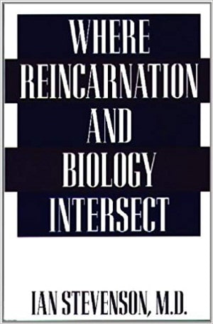 Capa do volume Where Reincarnation and Biology Intersect (1997), última obra do Dr. Stevenson. Foi seu canto do cisne, reunindo mais de 2 mil casos de reencarnação altamente documentados.