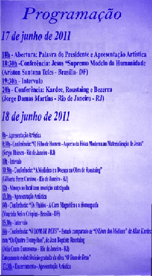 Cartaz com a programação do Congresso